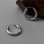 Silver hoops Earrings, Medium Hoop Earrings, Simple Hoops Photo 0