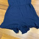 Cape Juby  Womens Size XS Romper‎ Blue White Floral Embroidered Sleeveless Ruffle Photo 2