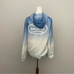 Lacoste Live Jacket Pullover Windbreaker Hood Pockets Spell Out Ombré Blue White Photo 7