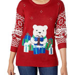 Notations  Women's Size 3X Red Ugly Christmas Sweater Bear Gift Hugger Photo 0