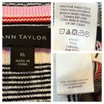 Ann Taylor Sweater Crew Neck Flare Sleeve Black Pink Red Stripe Women Size XL Photo 10