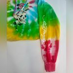 Ed Hardy Women’s  Skull Rose Tie Dye French Terry Cropped Hoodie Size M Photo 8