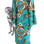 Tuk Tuk Print Blue Double Slit Dress Wide Sleeves Women's One Size (Medium) Photo 2