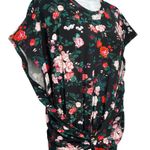 Paco Rabanne Black Pink Floral Cap Sleeve Belt Faux Wrap Midi Dress 44 / 12 NEW Photo 12