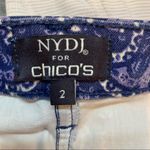 NYDJ  for Chico’s Blue and Purple Paisley Scroll Skinny Cropped Ankle Jean New Photo 10