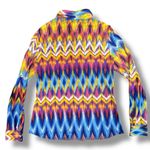 BCBGMAXAZRIA ‎ Women's Large Long Sleeve Stretch Button Up Top Shirt Multicolored Photo 4