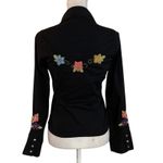 Zoompy Paris Size S Embroidered Jeweled Pearl Snap Shirt Top Western Festival Black Photo 3