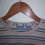 Quest L Pink Tan Blue Striped Nylon Stretch Top Size L Photo 2