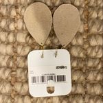 The Jewelry Junkie NEW Vegan leather teardrop earrings neutral taupe tan paisley pattern gold hooks Photo 3