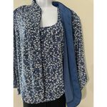Alex Evenings Womens 3pc Blue Floral Jacket Tank Top Pants Set Plus Size 2X Photo 3
