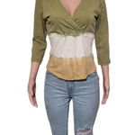 Pulp women's wrap over 3/4 sleeve tea leaf bronze shirt M Multiple Size M Photo 0