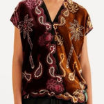 Farm Rio  Multicolored Oversized Velvet Top/Blouse(Size Small) Photo 0