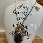 Amethyst Druzy Necklace with unique handcrafted carvings on a 4 mm 20” chain Photo 0