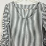 Ultra Flirt Striped Ruched Sleeves Tie-Back Top Size S Photo 2