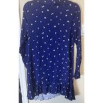 Urban Outfitters  navy blue Floral Wrap Dress short Mini Jersey stretch L ruffle Photo 5