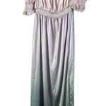 Especia Maternity Odette Ombré Satin Midi Dress Size Large Formal Square Neck Gray Photo 4