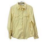 LL Bean Yellow Blue Polka Dots Long Sleeve Button Up Shirt Size LARGE Photo 1