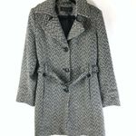 Giacca Womens Coat Herringbone Wool Blend Button Front Pockets Black White M Size M Photo 0