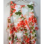 Slny  Tiered Chiffon Coral White Floral Dress Size 12 Photo 8