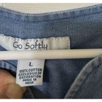 Go Softly Patio Denim Dress Embroidered Feather‎ Peacock Western Retro Cowgirl L Blue Size L Photo 2