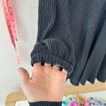 Free People  Beach Black Blossom Cotton Ribbed Henley Mini Dress Long Sleeve XS Photo 6