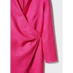 Mango MNG  Linen Wrap Dress Hot Pink Long Sleeve Casual Party Dress Size‎ S Photo 12