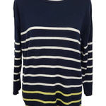 J. Jill Navy Striped Sweater Size Small Preppy Striped Pullover Blue Photo 0