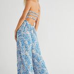 Free People  Blue White Bali Birds Of Paradise Jumpsuit Photo 1