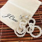 J.Crew  White Bead Interlocking Hoop Dangle Earrings Photo 3