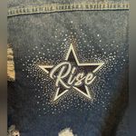 Women’s Jean Jacket distressed denim rhinestone Rise design on back Size M NWOT Blue Size M Photo 2
