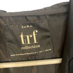 ZARA  Black Hooded Adjustable Waist Full Front Zipper Jacket Women Sz L Photo 2