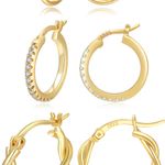 Gold Hoop Earrings for Women Sterling Silver Post Small Gold Hoop Earrings 14k Real Gold Tiny Hypoallergenic Small Hoop Earrings Set for Women Men Girls 13/15 /20mm Photo 0