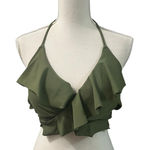 Aerie NWT Scoop Bikini Swim Top Olive Green Wrap Around Tie Back XL Photo 0