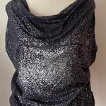 JC Penny She said draped scoop neck Tshirt top metallic splatter pattern Med gray trendy Photo 0