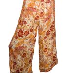 Free People  60s Inspired Carmen Flared Off Shoulder‎ Gold Floral Jumpsuit S Boho Photo 1