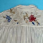 Johnny Was  embroidered floral striped long sleeve button up blouse tunic size M Photo 4