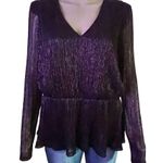 Simply Vera  Vera Wang puff sleeve metallic peplum blouse Photo 1