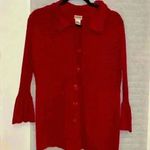 kim rogers Red cardigan sz Large bell sleeves big buttons very stylish Photo 3