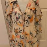 BCBGeneration Size 6 Abstract Multicolored Floral front lace up/tie front open back Ruffled. bell Long Sleeve Dress Photo 0