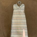 Wild Fable Pretty Blue Coral Mermaid Halter Dress with Leg Slit and Double Layer NWT Photo 4