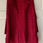 Chico's Travelers Size 1 Crinkle Collared Open Front Crimson Cardigan Size Med Photo 0