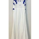 Petal and Pup Nancy Rickrack Maxi Dress in White/Blue Size Medium Photo 9