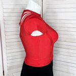 Bebe  Cutouts Cage Bodycon Bandage Top Cap Sleeve Cherry Red Large‎ Photo 2