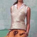 Anthropologie Moth Sana Knit Silver Metallic Sweater Tank, Sz M Size M Photo 1