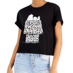 Love Tribe NWT Leopard Print Snoopy Cropped Short Sleeve Tee Photo 0