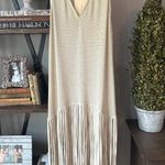 Adriana Degreas Tricot Fringe Maxi Dress Beige Womens Size Large Photo 2