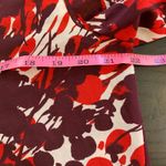 J.Crew  Womens L Tie Neck Blouse‎ Red Burgundy Abstract Print Office Church Photo 6