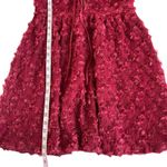 Lulus Elegant Delight Wine Red 3D Floral Lace Puff Sleeve Mini Dress Size Medium Photo 4