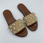 J.Crew  BX906 Georgina‎ woven faux-raffia sandals with pearls Slides Size 8 Photo 1