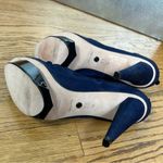 Velvet Angels | Platinum Blue Leather Ruched Front Island Platform Heels Size 9 Photo 11